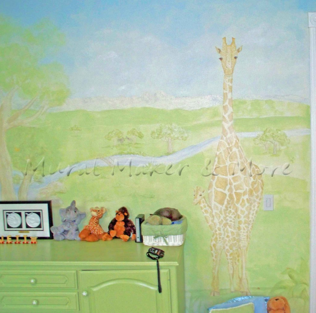 giraffe-mural-in-nursery