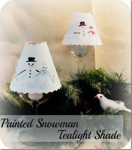 painted snowman tealight shade