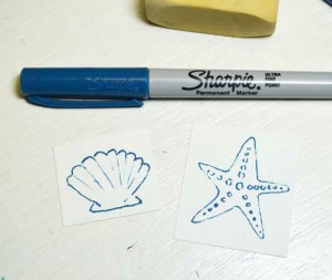 watercolor seashell tags