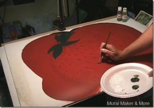painted strawberry floorcloth