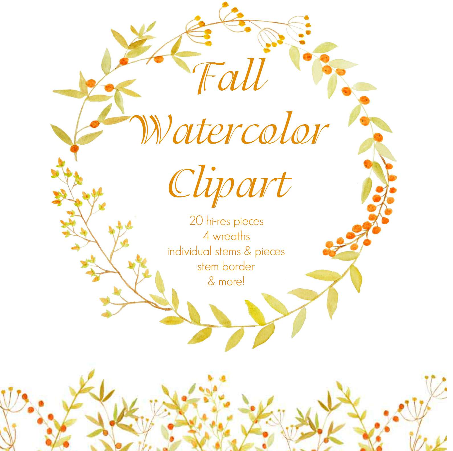 Fall Leaf & Berry Watercolor Clipart - Just Paint It Blog