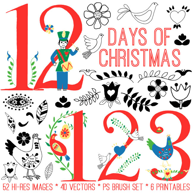 12 Days of Christmas Doodles