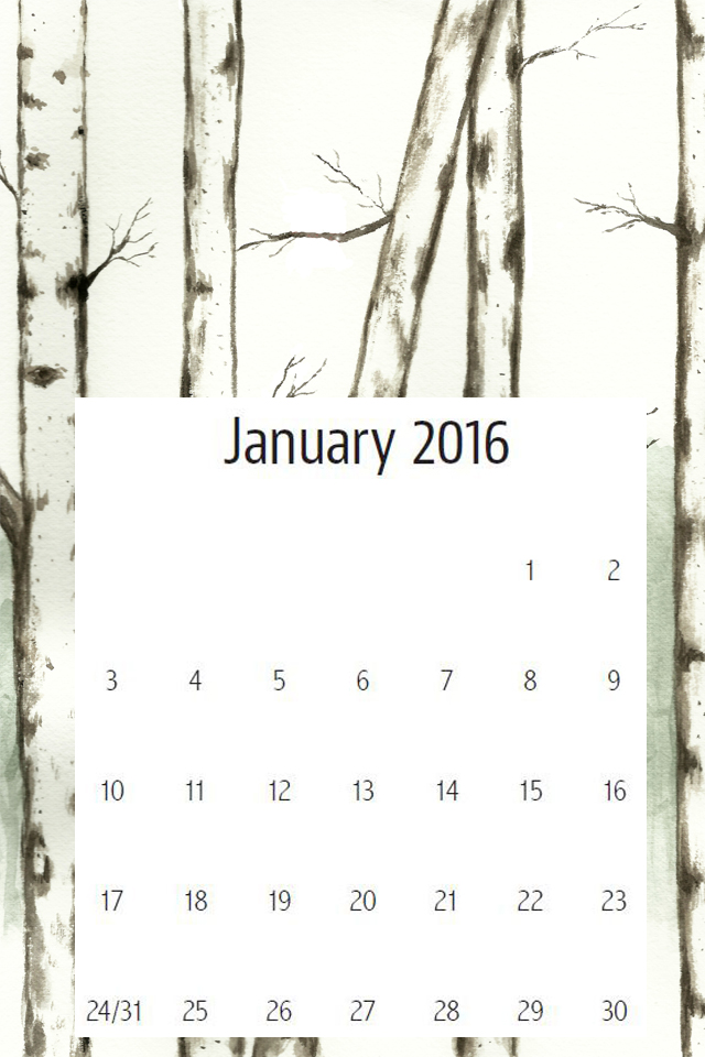 birch tree watercolor calendar