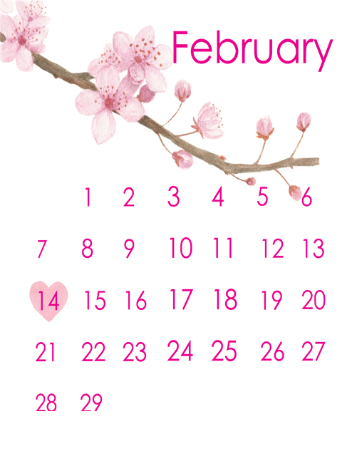 cherry blossom watercolor calendar